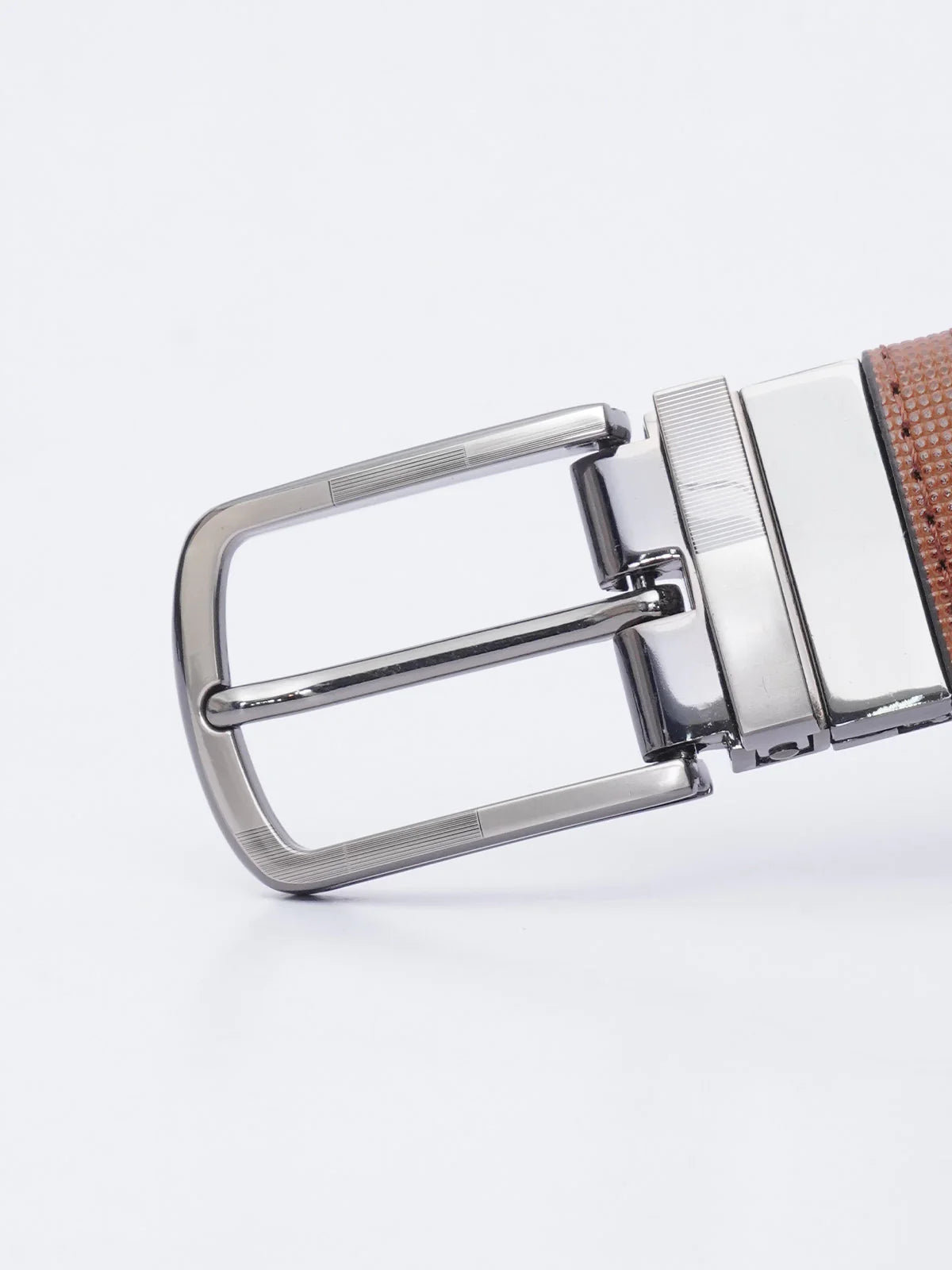 Light Brown & Black Textured Reversible Leather Belt (ss-03B)