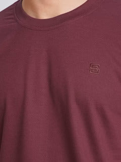 Maroon Plain Half Sleeves Men’s Round Neck T-Shirt (ss-03TS)