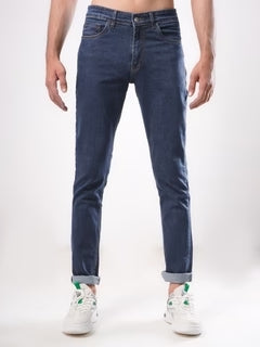 Blue Plain Stretchable Denim Jeans (J-10)