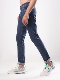 Blue Plain Stretchable Denim Jeans (J-10)