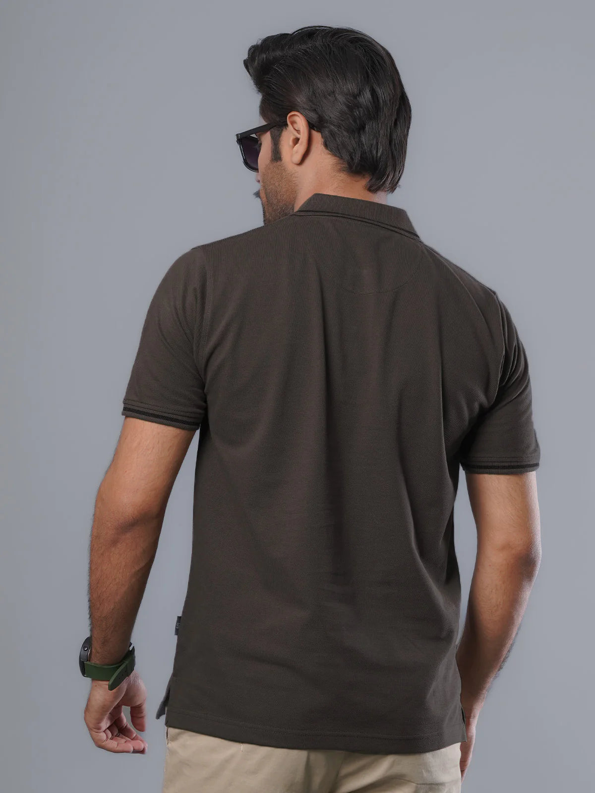 Dark Brown Classic Half Sleeves Cotton Polo T-Shirt (ss-02PS)