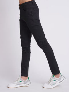 Black Plain Stretchable Denim Jeans (J-02)